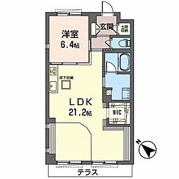 ドゥボヌール 1LDKの間取図画像