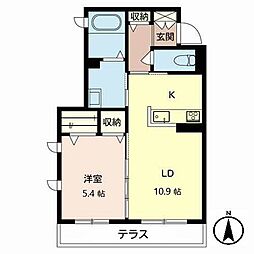 イルクオーレ 1LDKの間取図画像
