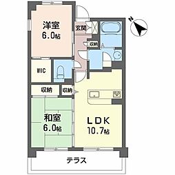 クリスタル上山手 2LDKの間取図画像