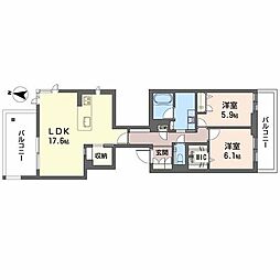 ＡＡＡｖｅｎｔｏ岡本 2階2LDKの間取り