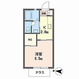 ラ・ピエール 1Kの間取図画像