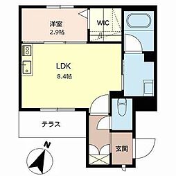 シャーメゾンCoCo三宮 1LDKの間取図画像