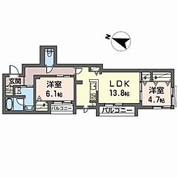 シャーメゾンGardens六甲曾和 2LDKの間取図画像