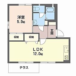 フレグランスエスパーA棟 1LDKの間取図画像