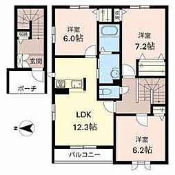 グランシャリオ瑠璃 3LDKの間取図画像