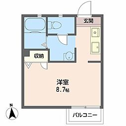 ヴィヴァーチェ田中 ワンルームの間取図画像