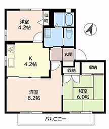 ディアス平野C棟 3Kの間取図画像