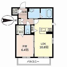 ｃｈｅｒ　ａｒｂｒｅ 2階1LDKの間取り