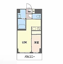 シャトーパルモア武庫之荘 2階1LDKの間取り