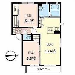 フレンドメゾン太子橋 2LDKの間取図画像