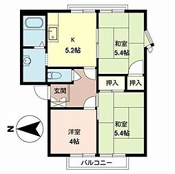ガーデンハイムB棟 3Kの間取図画像
