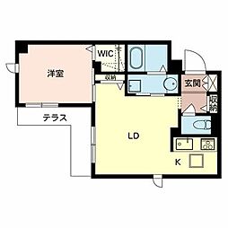 ハピネス　レガロ 1階1LDKの間取り