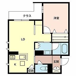 サンシオン 1階1LDKの間取り