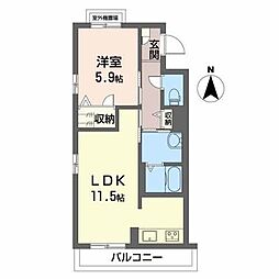 キエチュード 1LDKの間取図画像