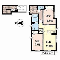 シャーメゾン住吉大社 2LDKの間取図画像
