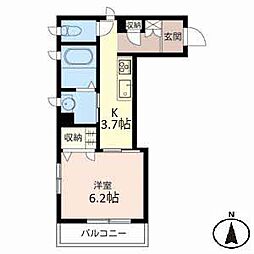 ルシアン里中 1Kの間取図画像