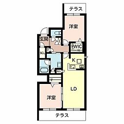 ＴＥＲＲＡＣＥ甲子園花園 1階2LDKの間取り