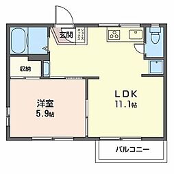 香枦園ハイツ 1LDKの間取図画像