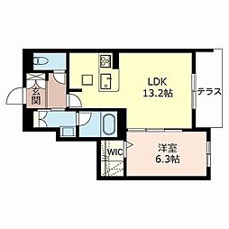 スリーゼ夙川 1LDKの間取図画像