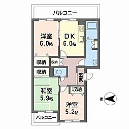 メゾンフロレスタ 3DKの間取図画像