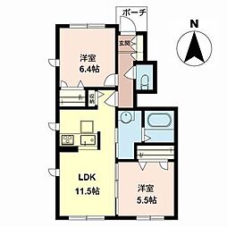 シャーメゾンにしうら 2LDKの間取図画像
