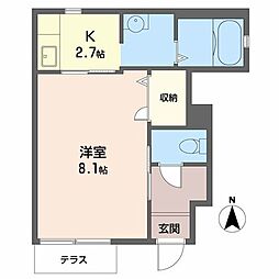 プチ・シャトー伏見 1階1Kの間取り