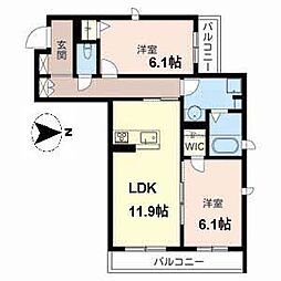 シャーメゾン吉美 2LDKの間取図画像