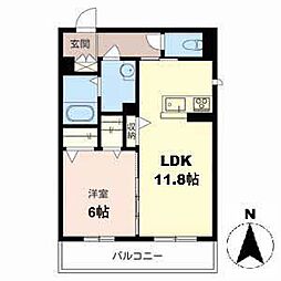 エクセレンス田辺 1LDKの間取図画像