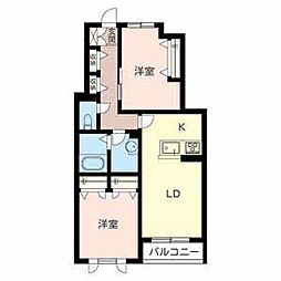 メゾン　フェリース 2階2LDKの間取り