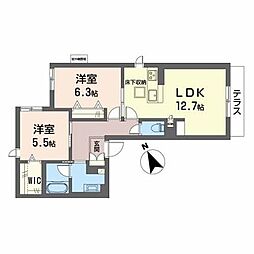 ピース帝塚山 2LDKの間取図画像