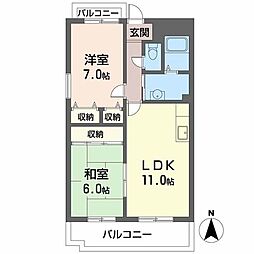 ファミーユ西田辺 2LDKの間取図画像
