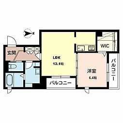 カーサレジオやまさか 1LDKの間取図画像