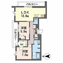 シャーメゾンサンフラワー 2LDKの間取図画像