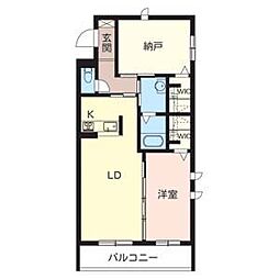 クレール　大領 2階1SLDKの間取り