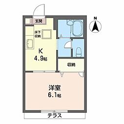 コンフォールＫ 1階1Kの間取り