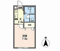 サニーハイツ南光台 1Kの間取図画像