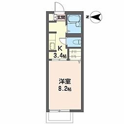 ゾンネンブルーメ 1Kの間取図画像