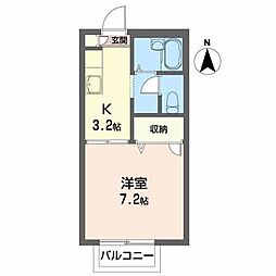 オークヒルズ 1Kの間取図画像