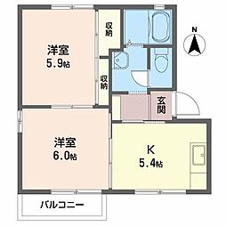 エスポワールもみじケ丘 2Kの間取図画像