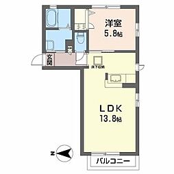 ラフィーネ市名坂2 1LDKの間取図画像