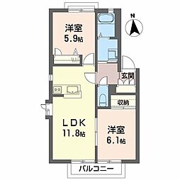 エコープラザ7 2LDKの間取図画像