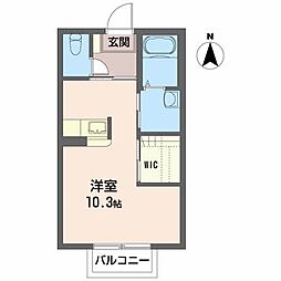 ディアコートエムズII 2階ワンルームの間取り
