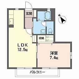ラルジュ・ハーモニー 1LDKの間取図画像