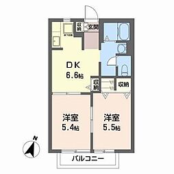 アルカンシェルC 2DKの間取図画像