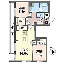 サンシャインSTN 2LDKの間取図画像