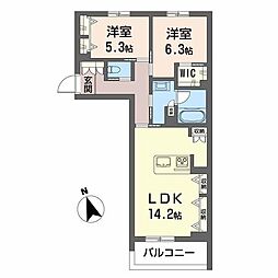 サンシャインSTN 2LDKの間取図画像
