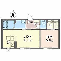 シャーメゾン　ＳＫ　ＳＯＵＴＨ 1階1LDKの間取り