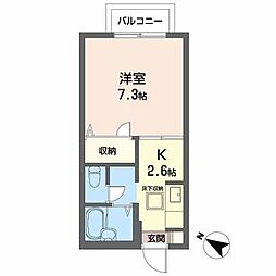 シェソワ壱番館 1Kの間取図画像