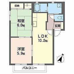 バリュージュ豊田A 2LDKの間取図画像