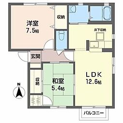 サザンパークB 2LDKの間取図画像